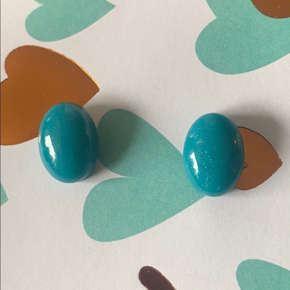 Handmade Turquoise Resin Studs - Picture 2 of 3